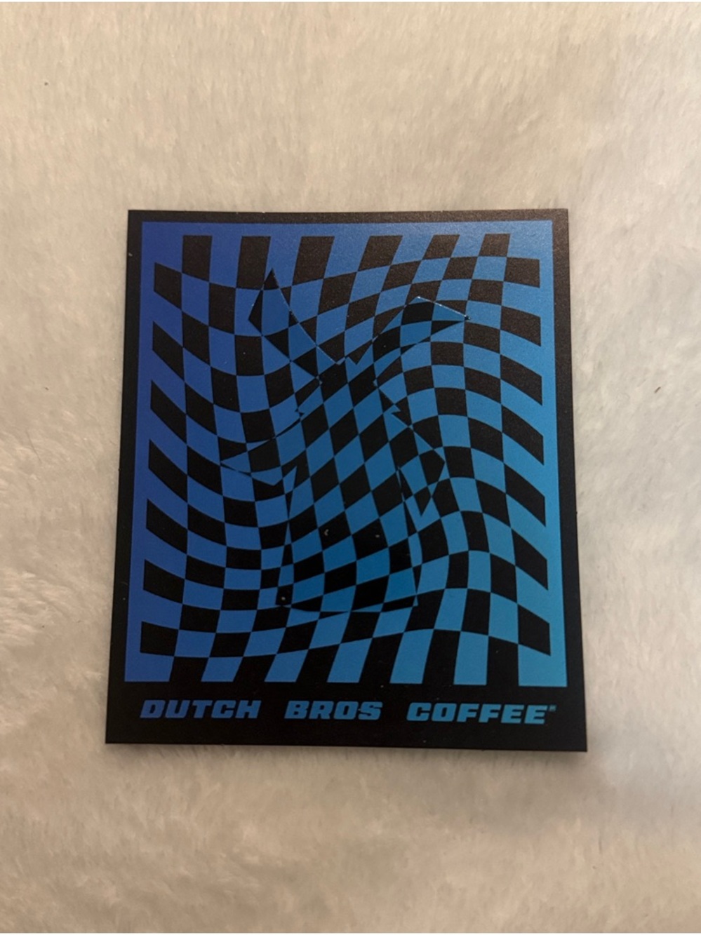 Dutch Bros Sticker Black & Blue Wavy Checkerboard - Glows In Dark!!!
